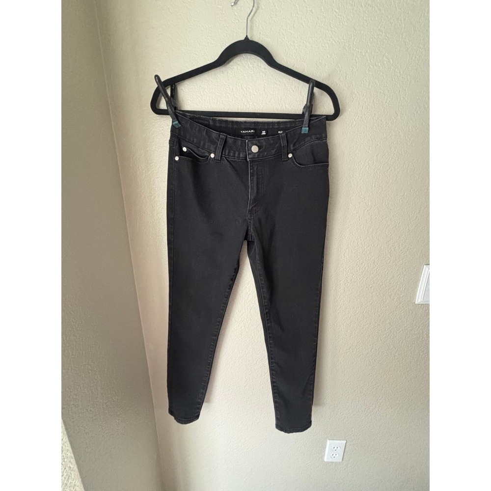 Tahari 'Kelly' Jeans Mid-Rise Skinny Denim Pants Stretch‎ Black size 8/29